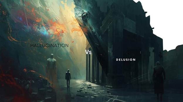 Hallucination vs delusion